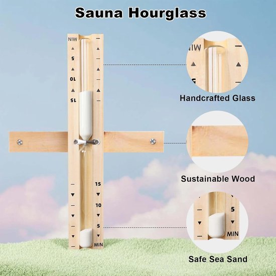 30 Minuten Sauna Sanduhr Rotierende Holz Sanduhr Mit Weißem Sand, Hitzebeständig, Für Sauna Und Wellnessbereich