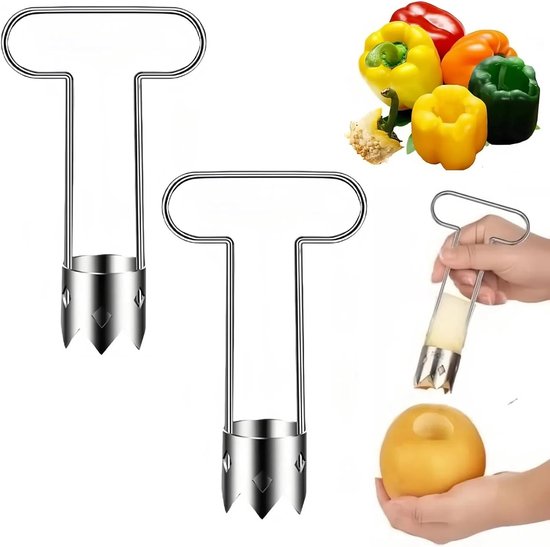 2 Teiliger Multifunktions Kernentferner Edelstahl Paprika Kernentferner Apfel Kernentferner Gemüse Kernentferner Universalschneider Für Private K
