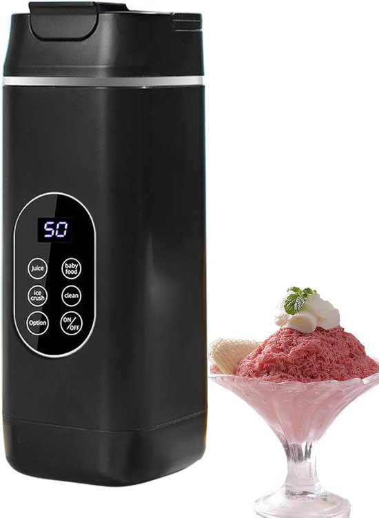 Kabelloser, Tragbarer Mixer In Schwarz Mit Digitalanzeige, 4 Funktionen Und Automatischer Reinigung Für Smoothies, Eis Und Babynahrung