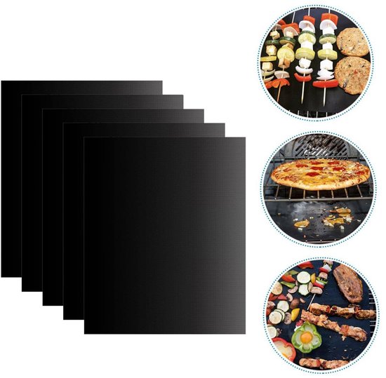 5 Teiliges Grillmatten Set Grillmatten Für Holzkohle Und Gasgrills Wiederverwendbar Antihaftbeschichtete Grillmatten Grillmatten Aus Fiberglas Zu