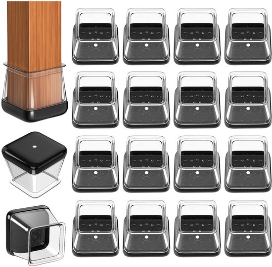 16 Teiliges Set Stuhlbeingleiter (speziell Für Teppichböden) Quadratische Bodenschoner Für Stuhlbeine, Silikonüberzüge Für Möbelbeine, Kratzschut