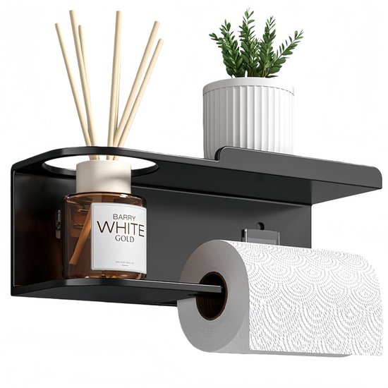 Toilettenpapierhalter Mit Ablage Badezimmer Organizer Aus Edelstahl Selbstklebende Schraubbefestigung Für Bad, Waschküche, Küche, Wohnmobil Schwa
