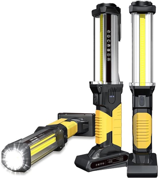 2 Stück 1500lm Cob Led Arbeitsleuchte Wiederaufladbar Magnetisch & Mit Haken Ohne Griffe Ipx4 Wasserdicht Notleuchte Für Werkstattreparaturen Gel