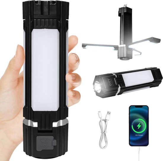 Wiederaufladbare Notleuchte 3000 Mah + 300 Lm + 5 Leuchtmodi + Ipx4 Wasserdicht Tragbare Lampe / Campinglampe / Notbeleuchtung Für Stromausfälle,