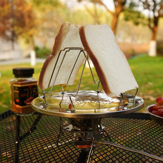 Tragbarer Campingtoaster Für Gasherd Faltbarer Campingtoaster Toasterrost Aus Edelstahl Für 4 Brotscheiben Zum Kochen Im Freien, Wandern, Grillen