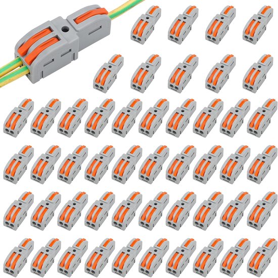 50 Stück Hebel Drahtverbinder, 1 Eingang, 2 Ausgänge, Diy Mini Splitter, Kompakt Splitter, Docking Klemmenblock, Hebel Drahtmuttern, Elektrische