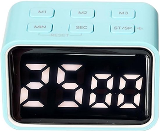 Digitaler Mini Led Timer Wiederaufladbar Countdown/countup 3 Speicherplätze Lauter Alarm Für Hausaufgaben, Schule, Kochen Blau