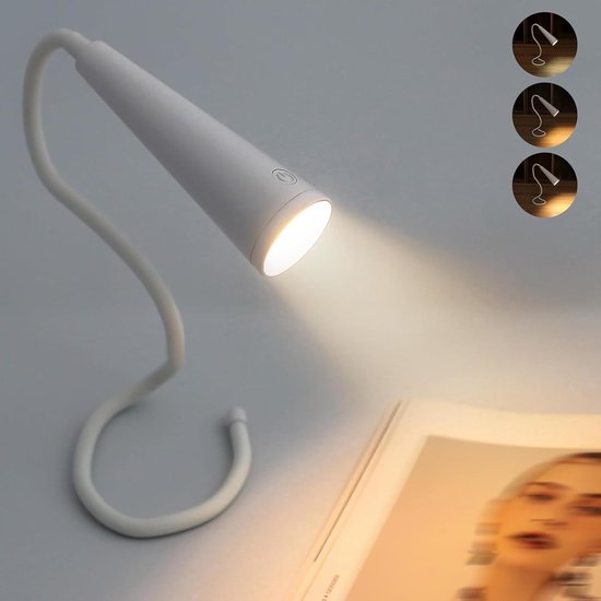 Wiederaufladbare, Tragbare Led Nackenleselampe Mit 1200 Mah Akku 3 Farben Und Helligkeitsstufen Flexibel Einsetzbar Im Bett, Beim Stricken, Campe