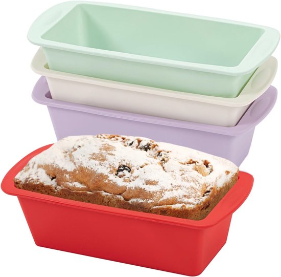 Vierteiliges Kuchenform Set (bunt), Kleine Silikon Gebäckformen, 19,5 X 9,5 X 5,5 Cm, Rechteckige Formen Mit Antihaftbeschichtung, Für Kuchen, Sa