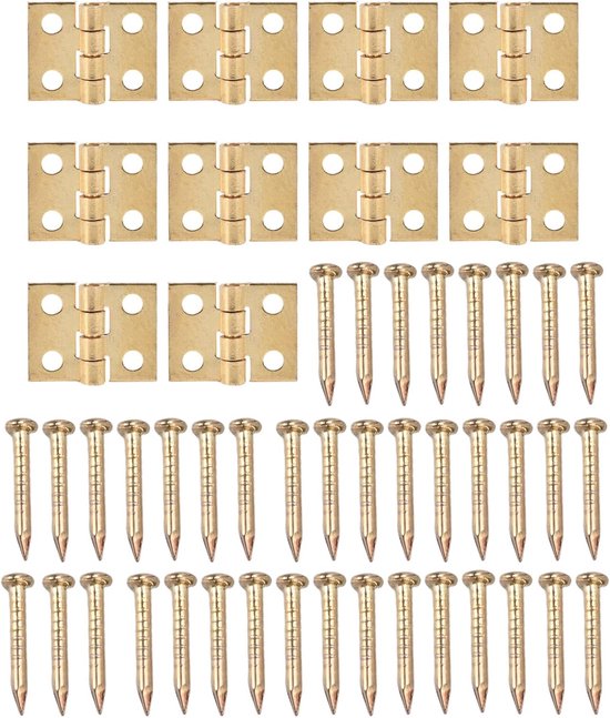 Mini Scharniere Puppenhauszubehör 50 Stück 1 × 0,8 Cm Mit Nagel Türscharnier Schrankscharnier Messing Möbelbeschläge Für Truhen, Weinkisten Gold