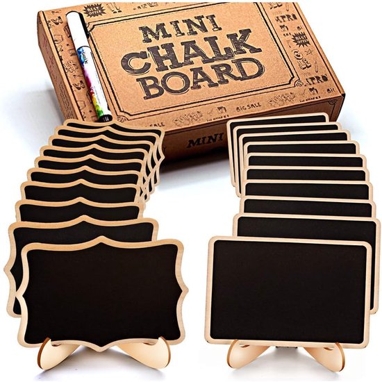 Vitdipy Mini Tafeln 20 Stück Holztafel Mit Ständer Wiederverwendbar Kreidetafel & Tischschild Für Hochzeiten, Buffets & Dekoration Tischnummernha