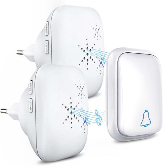 Kabellose Türklingel Ohne Batterien, Für Den Außenbereich, Wasserdicht, Mit 2 Empfängern, Schutzart Ip68, 150 M Reichweite, 4 Lautstärkestufen, 3