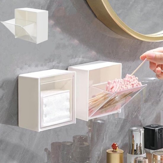 Wandmontierte Aufbewahrungsbox Mit Modularem, Transparentem Frontdesign Und Platzsparender Konstruktion Für Bad, Wattestäbchen, Küche, Schmuck, S