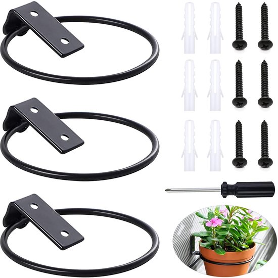 Wandhalterung Für Blumentöpfe 3er Set Wand Pflanzenhalter Für Garten Und Balkon, Schwarz, Tragkraft 20 Kg