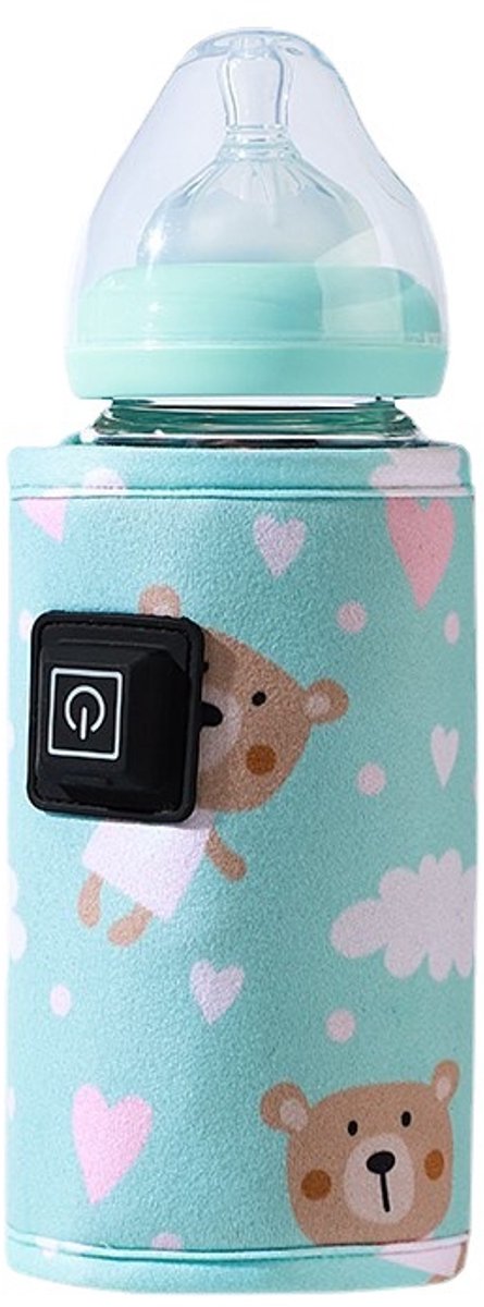 Flaschenisolierung, Usb Ladefunktion, Tragbarer Brustwärmer, Drei Temperaturstufen, Grüner Teddybär