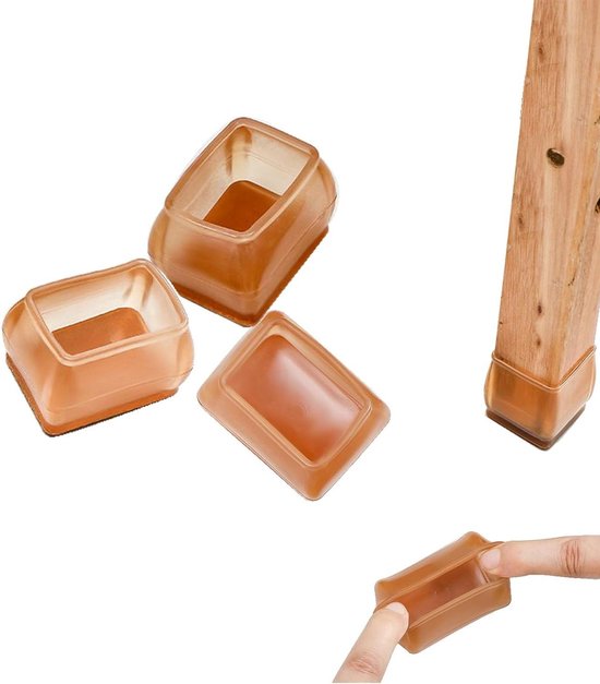 32 Silikon Stuhlbeinkappen Quadratisch Selbstklebend Stuhlbeinschoner Filzgleiter Gartenstühle Stuhlgleiter Stuhlbeine