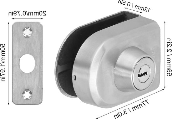 Schiebetorschloss Mit Diebstahlsicherung, Aufbruchschutz, Schaumstoffpolsterung, Rahmenlose Edelstahl Glastürschlösser Für 10 12 Mm Glas Druckvar