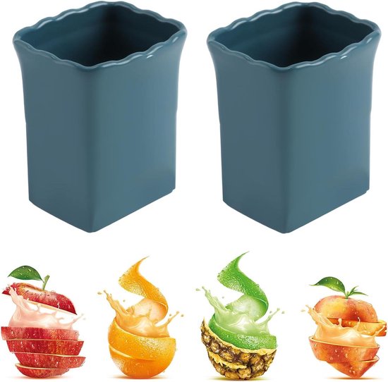 Ronte Multifunktionaler Becherschneider Für Erdbeeren, Bananen, Eier Und Gemüse Edelstahl Schnelle Salatzubereitung Küchenhelfer Dunkelblau 2er S
