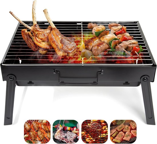 Tragbarer, Faltbarer Holzkohlegrill, Tischgrill Aus Edelstahl, Für Picknick, Garten, Terrasse, Camping Und Reisen