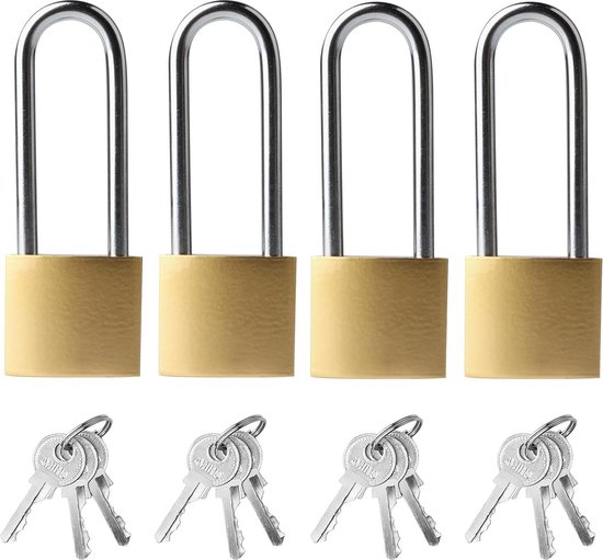 4 Stück Vorhängeschlösser Lange U Förmige Vorhängeschlösser Robust Sicherheitsvorhängeschlösser Vorhängeschloss Für Gartenhaus, Tor Oder Garage V
