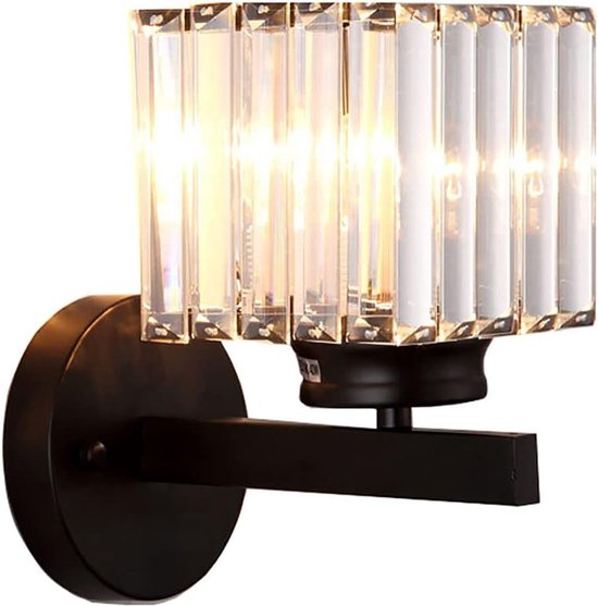Moderne Retro Kristall Wandleuchte Für Den Innenbereich E27 Led Beleuchtung Schlafzimmerdekoration Mit Schwarzen Kristallen Wohnzimmer, Flur, Ess