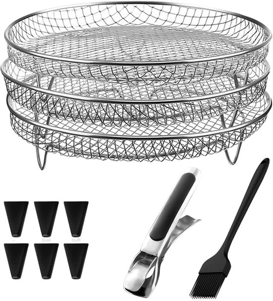 Stapelbare Edelstahl Dörrgitter Mit 3 Ebenen Für Backofen Und Mikrowelle Zubehör Für Heißluftfritteuse, Backen Und Braten