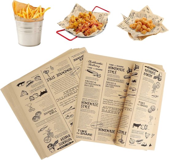 100 Blatt Backpapier 25 X 25 Cm Hamburgerpapier Backpapier Zeitungsoptik Mini Hamburgerbrötchen Für Burger Fettabweisendes Lebensmittelpapier Für