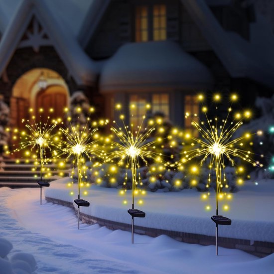 4er Set Solar Feuerwerkslichter 120 Leds Für Den Außenbereich 8 Modi Wasserdichte Gartenbeleuchtung Für Wege, Beete, Töpfe, Balkone, Terrassen Un