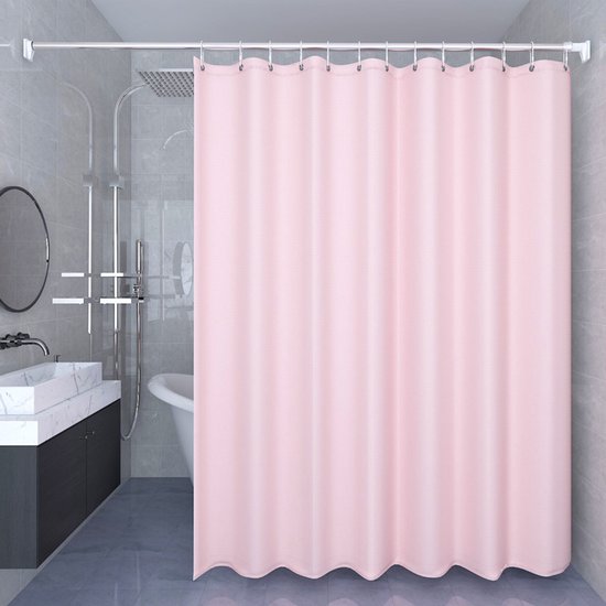 Wasserdichter Duschvorhang Aus Textil, Weicher Griff, Leichter Duschvorhang Einzelvorhang, 180 Cm Breit X 200 Cm Hoch Rosa