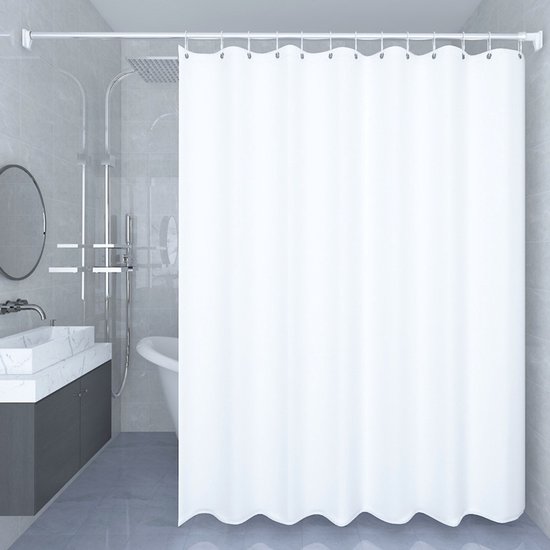 Wasserdichter Duschvorhang/duschfutter Aus Textil, Weich Und Leicht Einzelvorhang, 180 Cm Breit X 180 Cm Hoch Strahlend Weiß