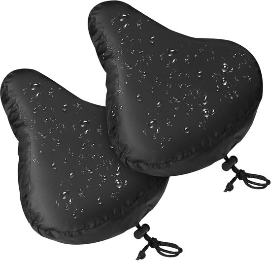 Wasserdichter Fahrradsattelbezug 2 Teilig Schwarz Universal Fahrradsattelbezug Mit Kordelzug Staubdicht Waschbarer Fahrradsattelbezug 24 × 27 Cm
