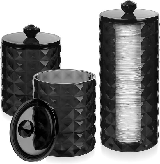 3er Set Wattestäbchenhalter, Aufbewahrungsbox Für Wattepads, Organizer Für Badezimmer Und Make Up Accessoires