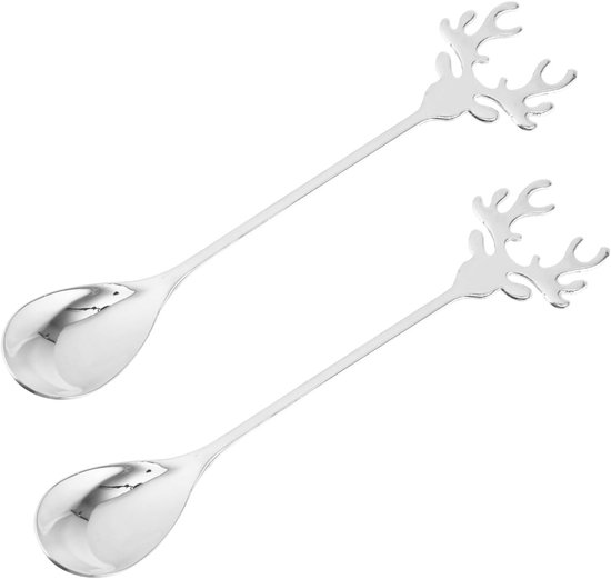 2er Set Weihnachtslöffel Zum Umrühren Von Getränken Und Desserts Cocktaillöffel Und Esslöffel Aus Edelstahl Für Festliche Anlässe