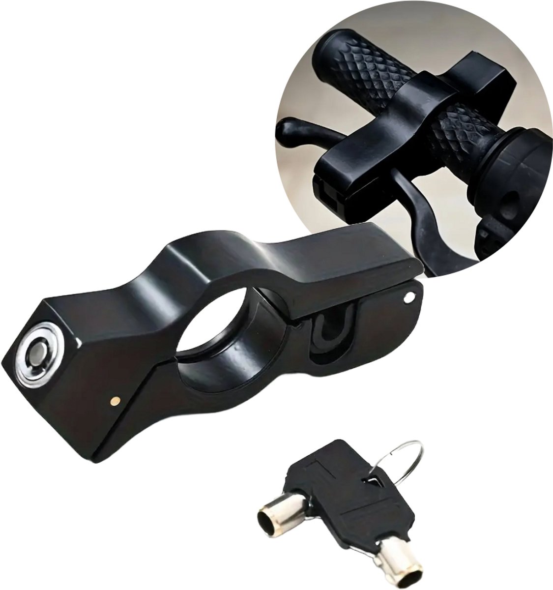Lenkerschloss Für Roller Und Fahrrad – Universelles Sicherheitsschloss Mit Schlüssel – Diebstahlsicheres Handbremsschloss Aus Aluminium – Max. Lenkerstärke 3,7 Cm