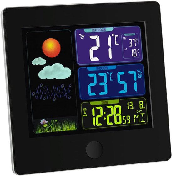 Sun Funk Wetterstation, 35.1133.01 Wettervorhersage Mit Farbdisplay, Raumklimaregelung, Schwarz.l