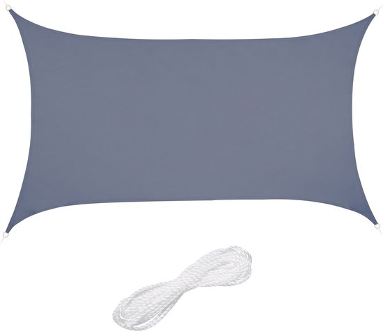 Rechteckiges Sonnensegel 2 X 3 M Polyester Wasserabweisend Für Garten Und Balkon Mit Seilen Dunkelgrau