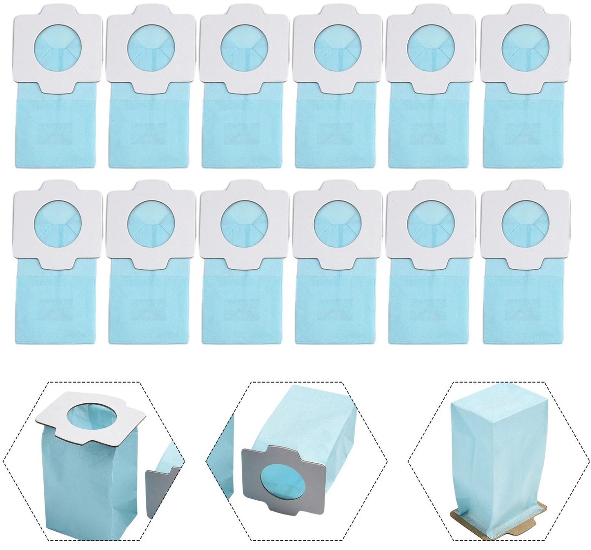 12 Staubbeutel – Passend Für Makita Dcl182zb, Dcl182, Cl107fd, Dcl282, Cl121d, Cl002g – 194566-1 Blau – Für Akku-handstaubsauger