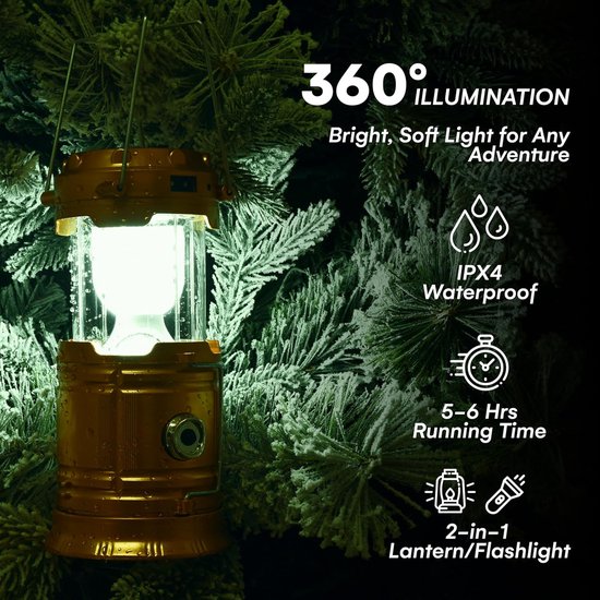 Outfitters Solar Campingleuchten Wiederaufladbare Led Laterne Und Taschenlampe Edelstahlgriff Tragbar Und Faltbar Für Camping, Wandern Und Notfäl
