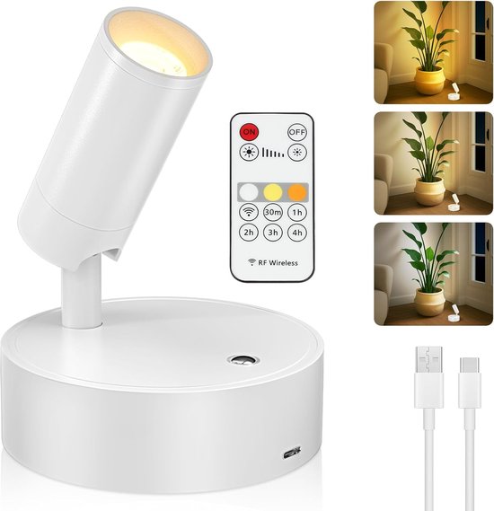 Wiederaufladbare Led Pflanzenleuchte Für Den Innenbereich, Kabellose Led Akzentbeleuchtung Mit Timer Und Dimmfunktion, Batteriebetriebene Fotolam