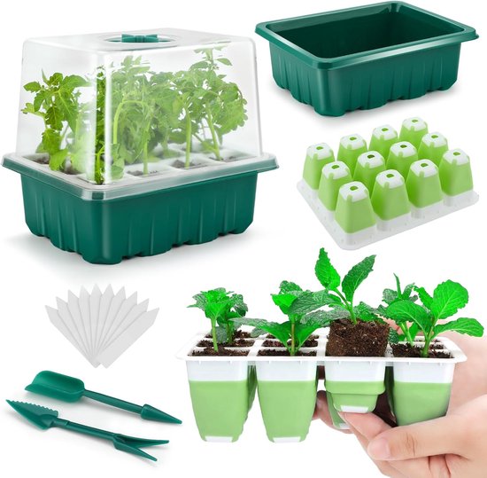 Anzuchtschale 48 Teiliges Indoor Anzuchtset Flexible Silikon Anzuchtschale Keimschale Mit Feuchtigkeitsschutz Und Deckel Wiederverwendbar Für Die