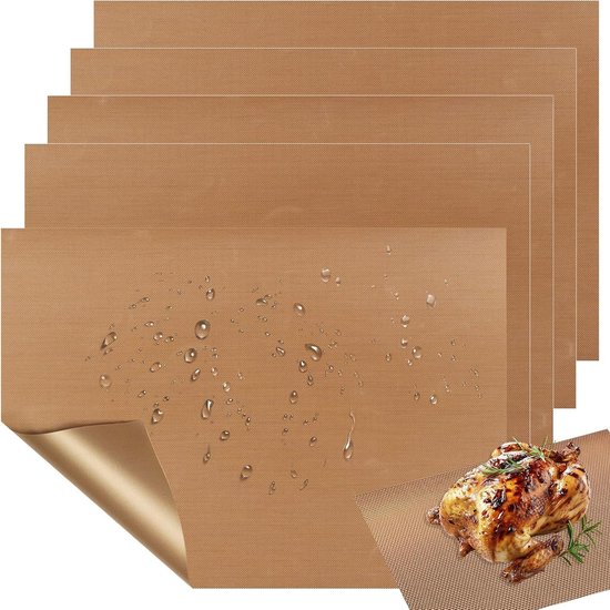 5 Wiederverwendbare Backfolien (40 X 30 Cm), Nachhaltiges Backpapier Für Backofen Und Mikrowelle, Zum Grillen Und Backen.