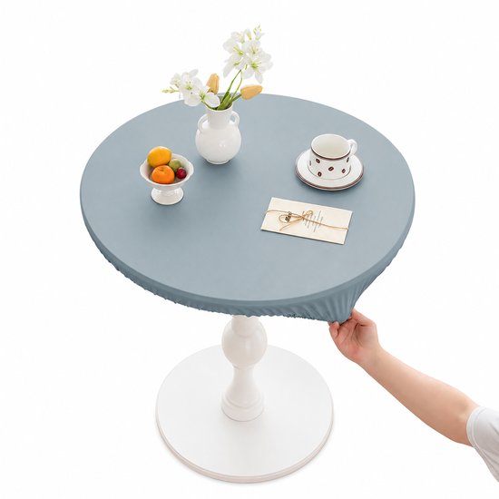 Runde Outdoor Tischdecke Ø 110 Cm Elastischer Rand (keine Klammern Erforderlich) Wasserfestes Und Abwischbares Pu Leder Winddichte Gartentischdec