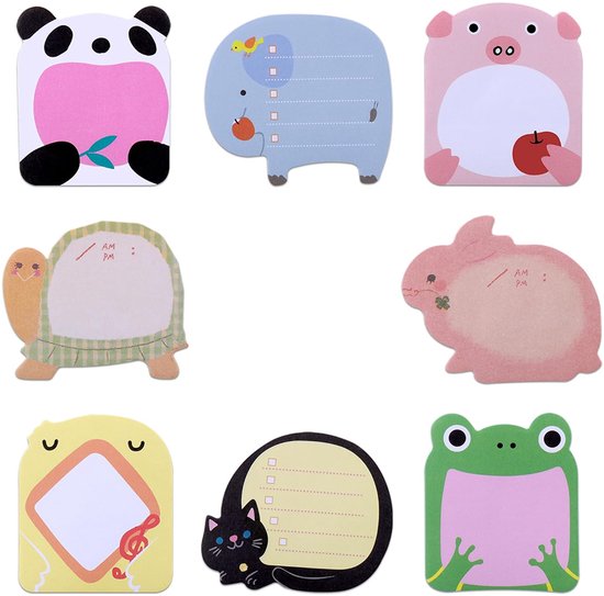Set Mit 8 Lustigen Tier Haftnotizen Für Mitgebseltüten, 160 Blatt, Füllmaterial Für Kindergeburtstage, Partygeschenk, Cartoon, Tier, Haftnotiz Se