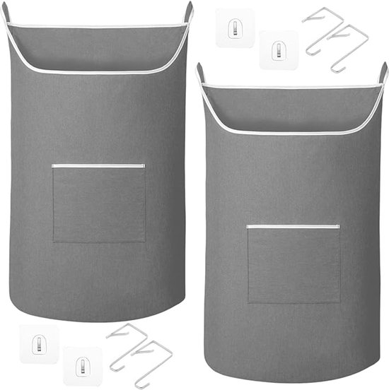 2er Set Hänge Wäschesäcke 91 X 56 Cm Wand Wäschekorb 100 L Aus Oxford Gewebe Türhänger Mit Reißverschluss Am Boden Für Bad Und Schlafzimmer