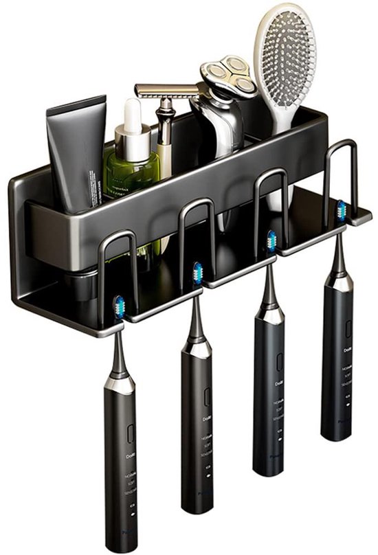 Zahnbürstenhalter, Elektrischer Zahnbürstenhalter, Badezimmeraccessoires, Wandmontierter, Bohrfreier Zahnbürstenhalter, Platzsparendes Aluminium