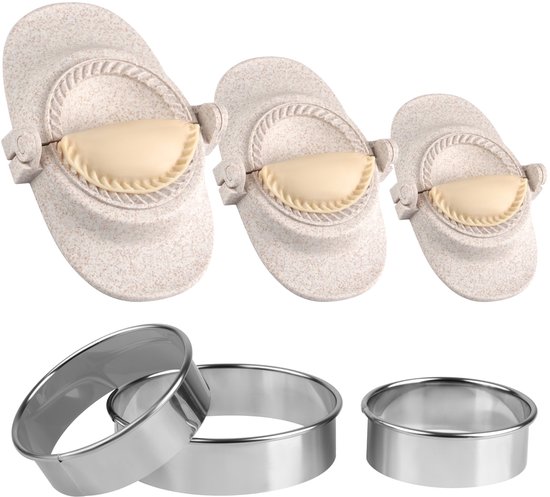 Dailygoods Teigtaschenformer Set Mit Runden Teigformen [3 Größen] Lebensmittelechter Empanada Former Gyoza/wonton/potsticker Klein 7 Cm/mittel 8