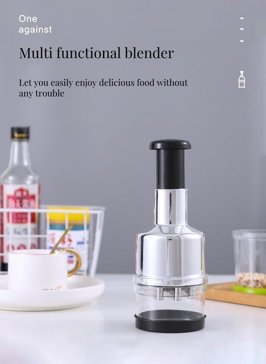 Manueller Gemüseschneider Leicht (230 G) Und Kompakt (22 X 8,5 Cm) Manuelle Küchenmaschine Für Knoblauch, Zwiebeln, Kräuter Und Gemüse Edelstahlk