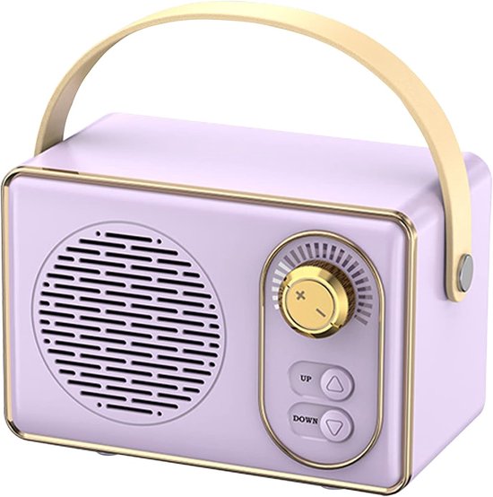 Retro Bluetooth Lautsprecher, Tragbarer Vintage Lautsprecher Mit Bluetooth 5.0, Unterstützt Tf Karte/usb Stick/aux Eingang, Lila