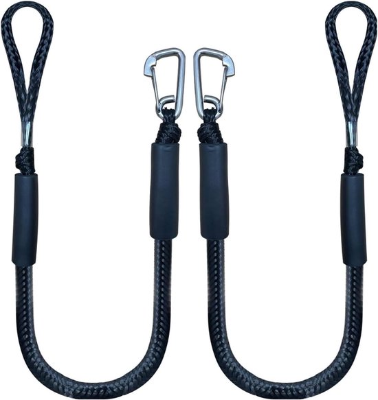 Festmacherleine Für Boote 2 Stück 1,2 1,7 M (ausziehbar) Flexible Festmacherleine Für Boote, Kajaks, Jetskis, Pontons Und Kanus Schwarz