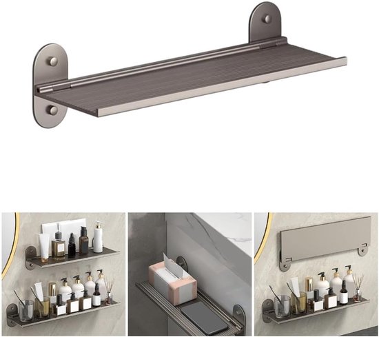 Klappbares Badezimmerregal Aus Aluminiumlegierung Für Kleine Räume Nagelfreie Montage Für Badezimmer Und Hotels 30 Cm